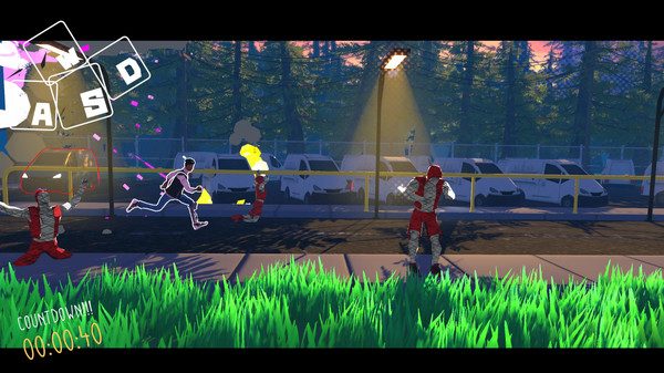 The main character of Aerial Knight's Never Yield runs away from a facility.