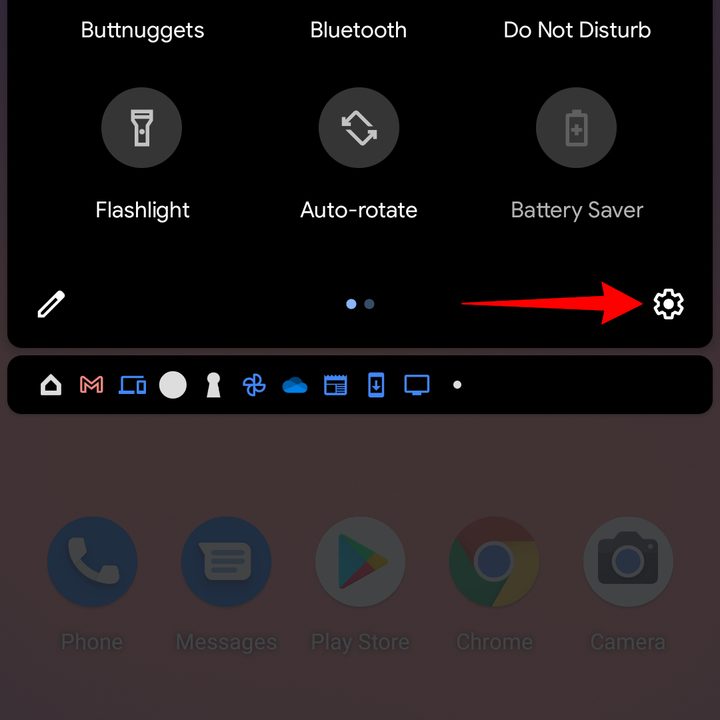 Notification Shade Tap Settings Cog