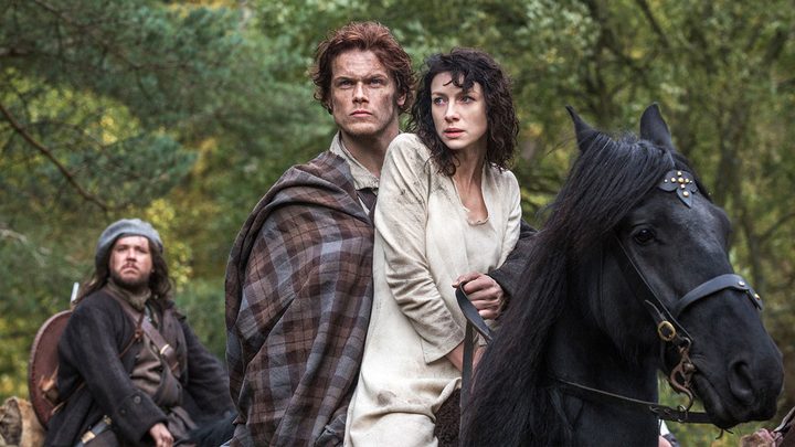 Sam Heughan and Caitríona Balfe in Outlander.