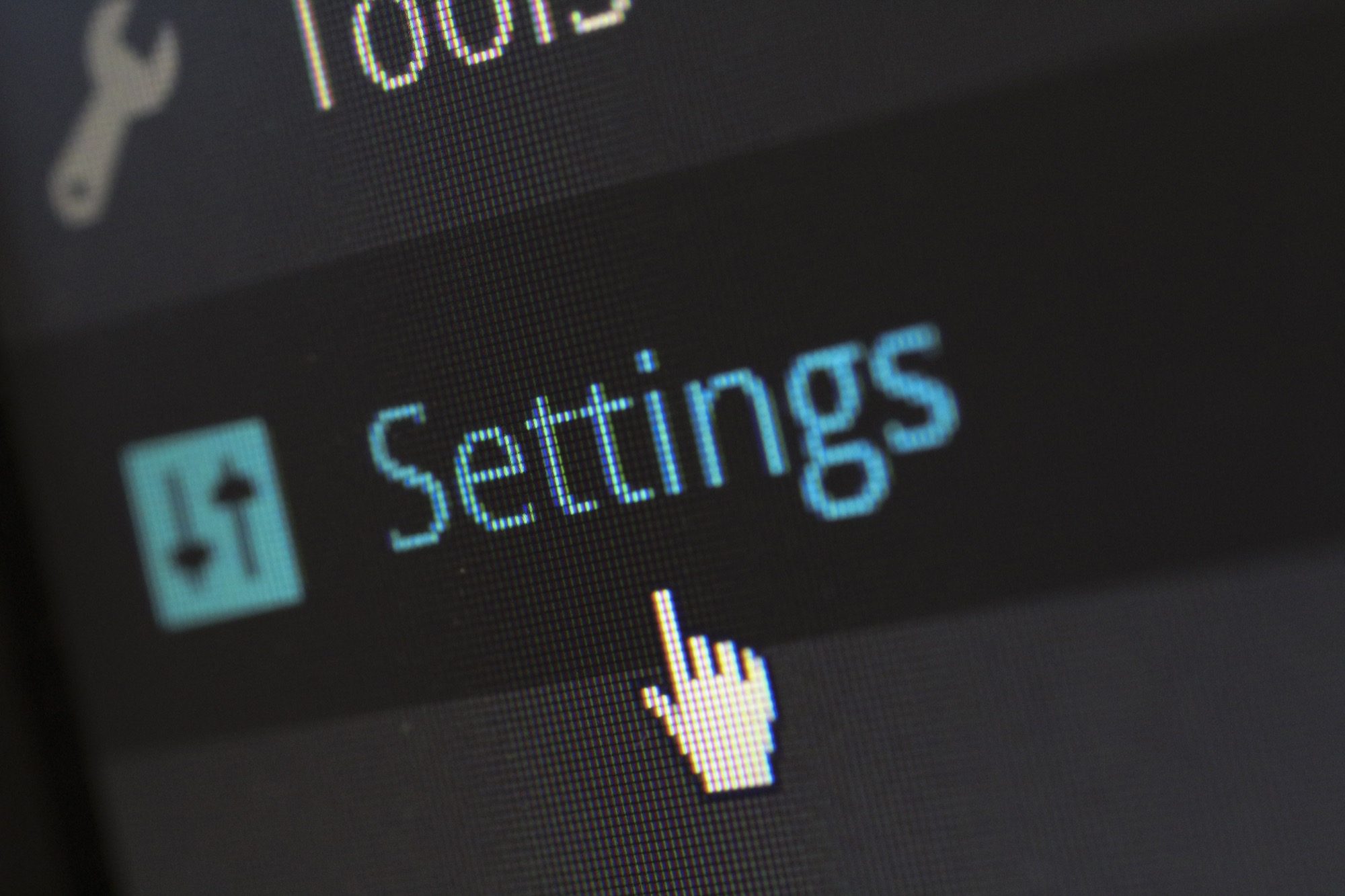 Clicking on Settings