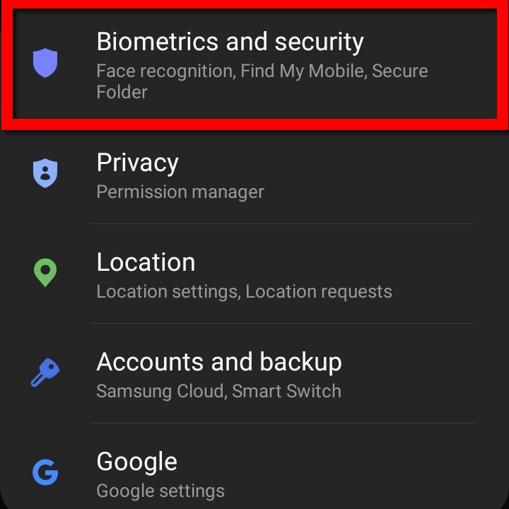 Samsung Android 10 Biometrics Security