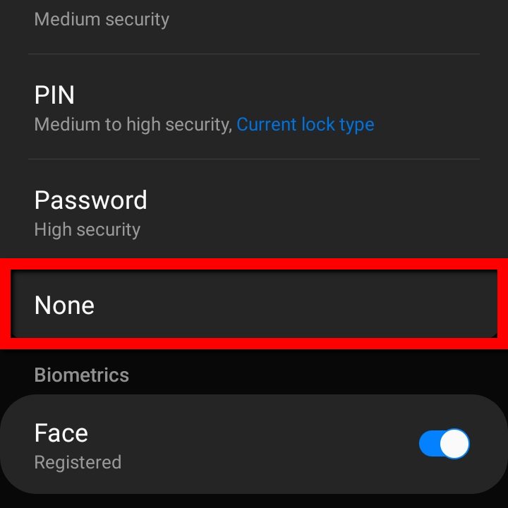 Samsung Android 10 No Screen Lock