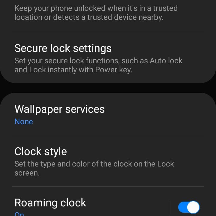 Samsung Android 10 Screen Lock Type