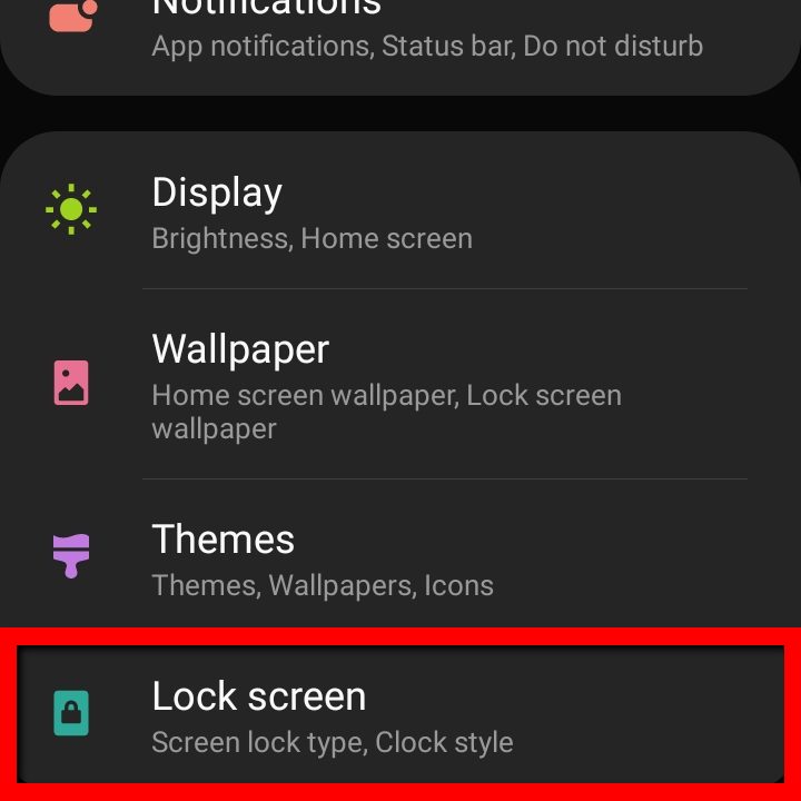 Samsung Android 10 Screen Lock Type