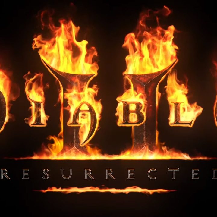 The Diablo II title engulfed in flames.