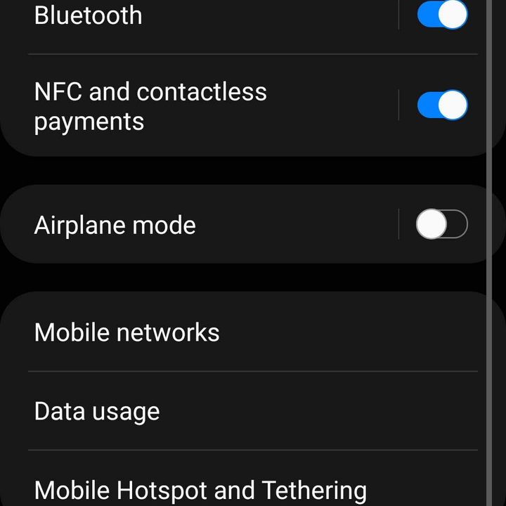 Samsung Settings Menu