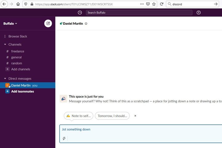 Image of Slack Browser Home Screen