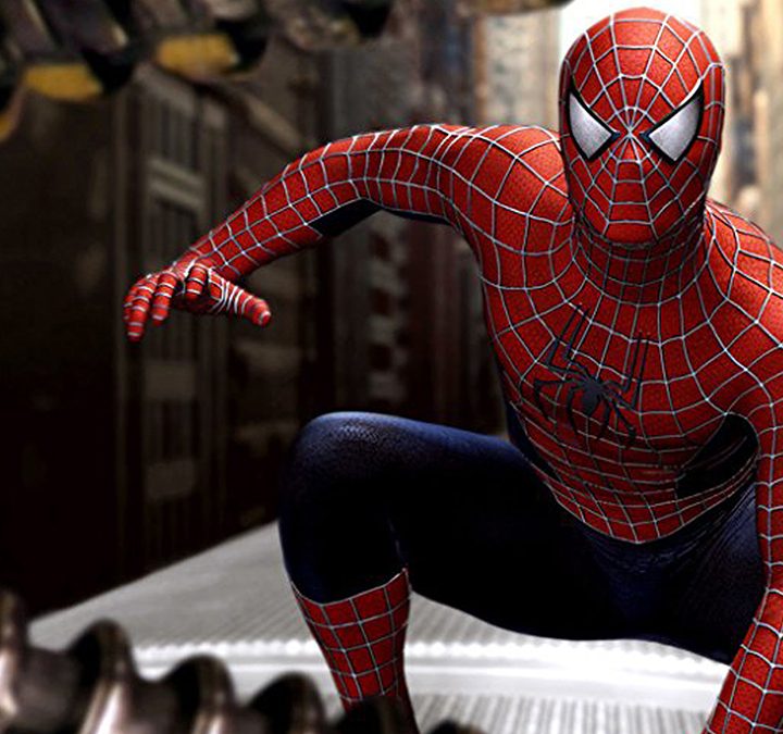 Spider-Man atop a moving train in Spider-Man 2.