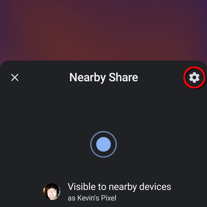 Tap Nearby Share Settings Cog