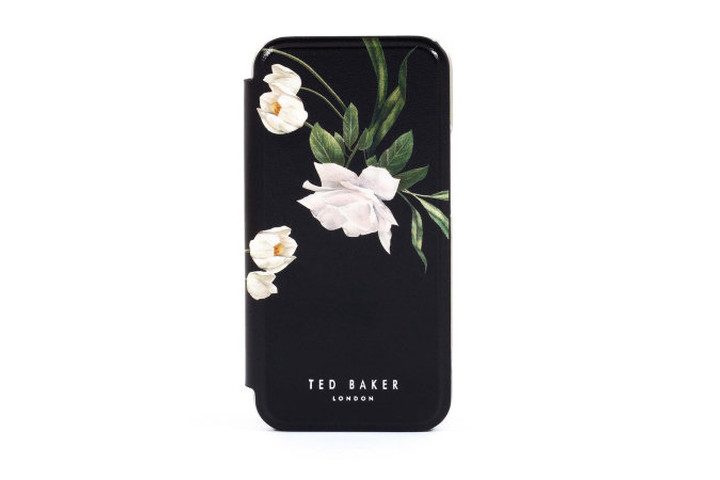 Ted Baker Elderflower Anti-Shock Folio Case in black with white flowers