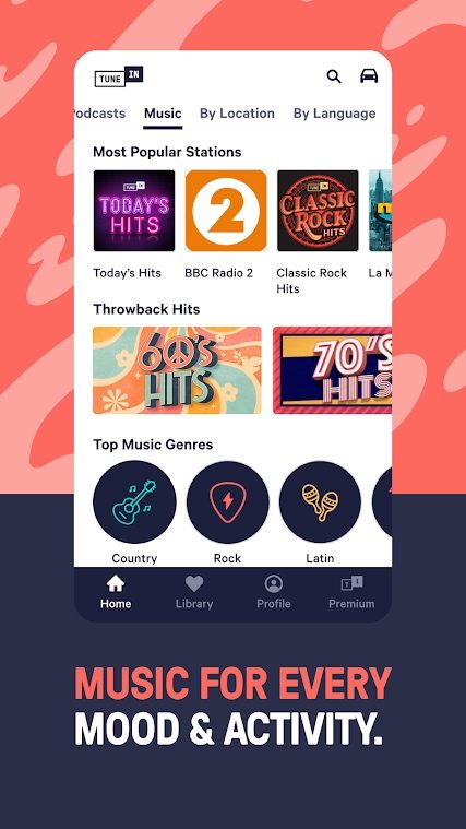 The selection of music for every mood and activity on TuneIn Radio.