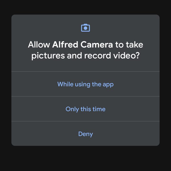 AlfredCamera Permissions Needed