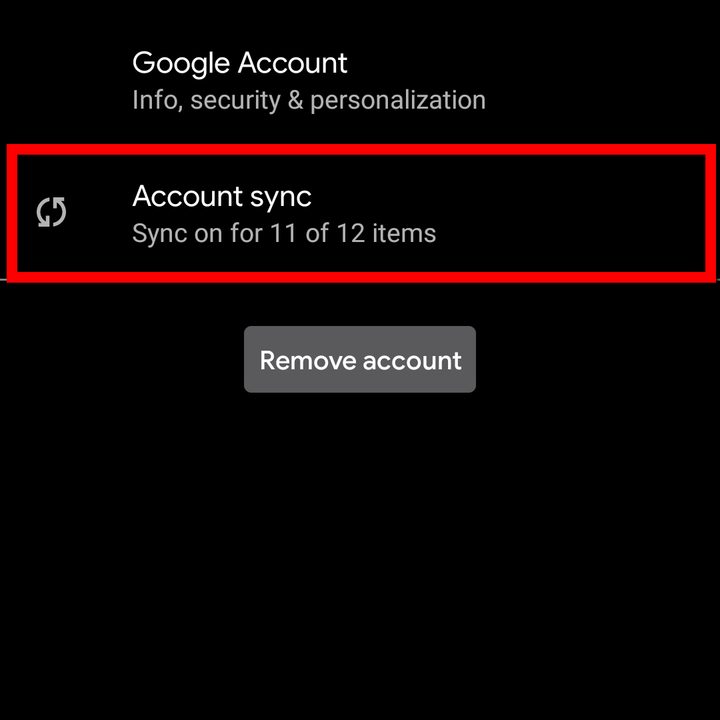Android 11 Account Sync Setting