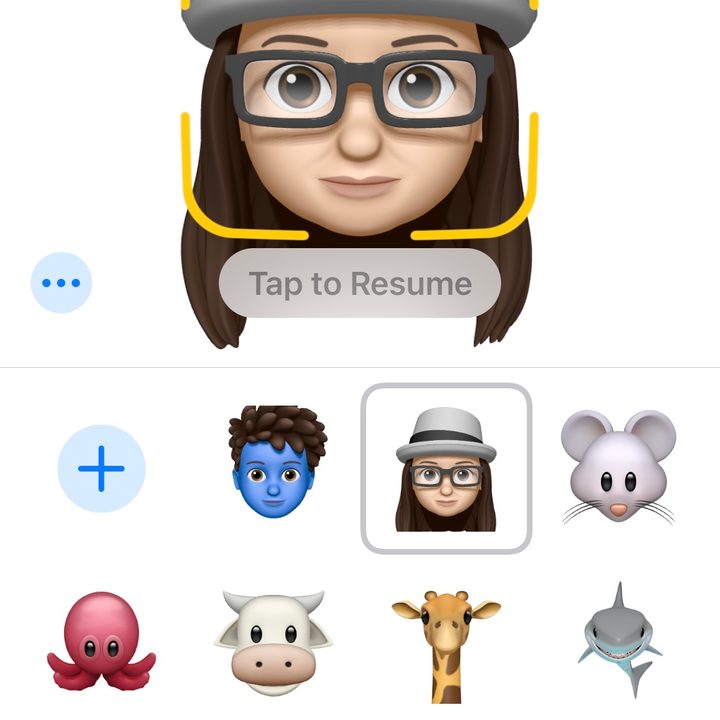Create a new Memoji frame your face.