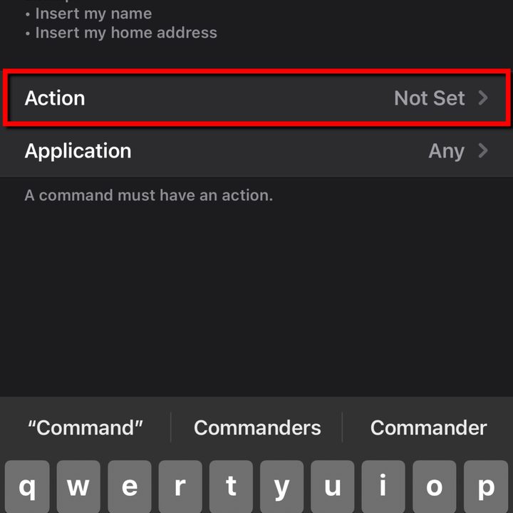 Apple iOS 14 Custom Command Action