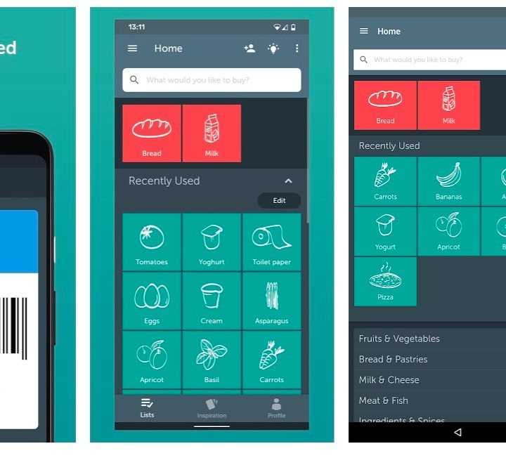 Screenshots of the Bring! app.