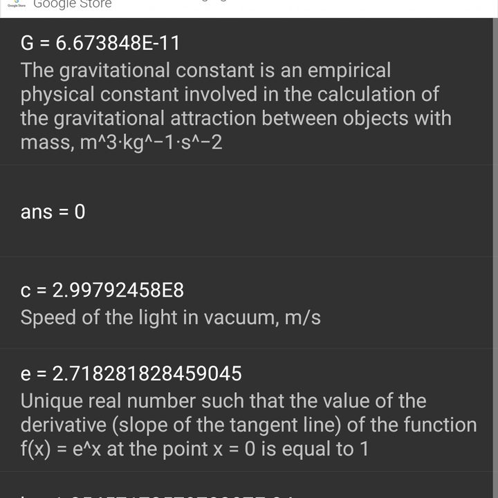 Calculator++ variables and constants