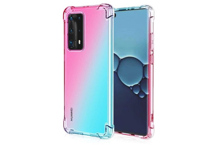 Cose Jack Reinforced Clear Case for Huawei P40 Pro in pink and teal