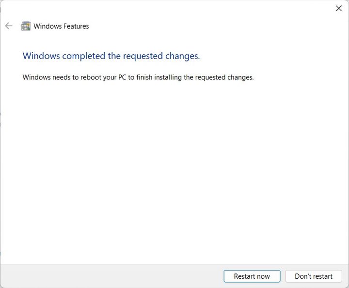 Restart Windows 11 to enable sandbox mode