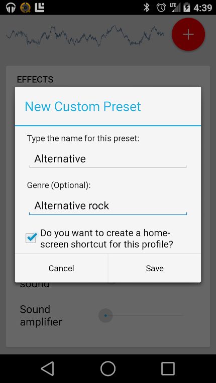 Equalizer custom presets