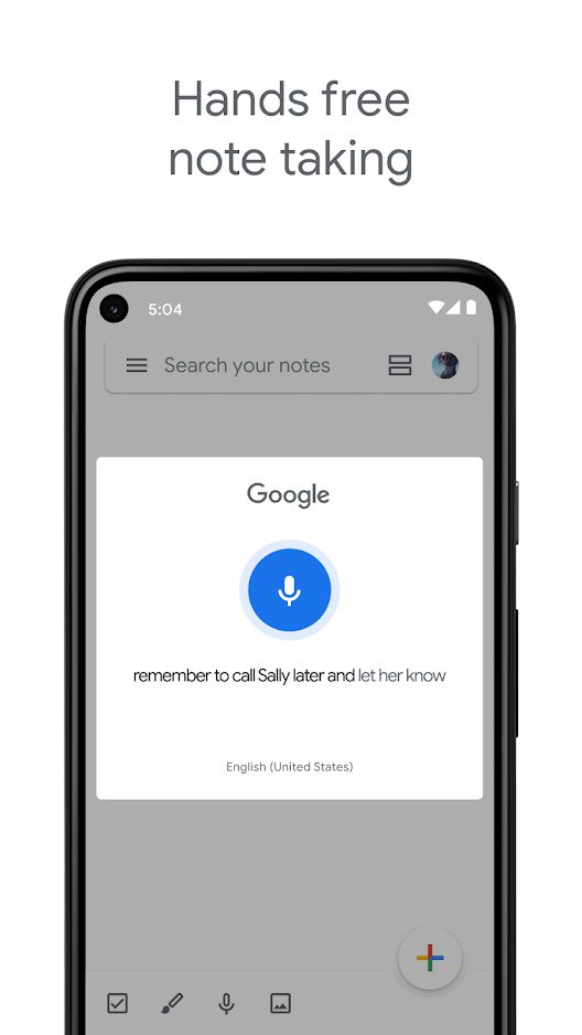 Google Keep voice command.