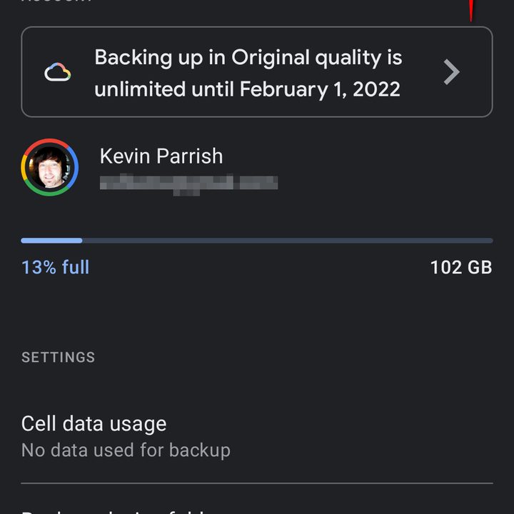 Google Photos App Backup Toggle
