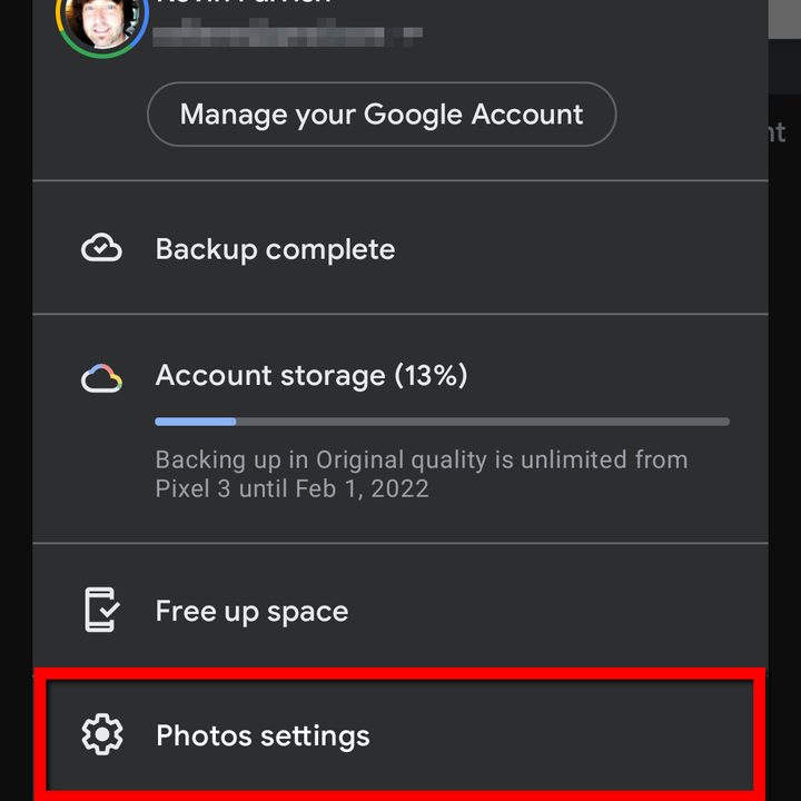 Google Photos App Settings