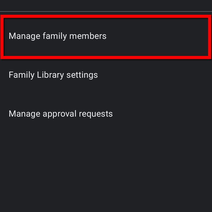 Google Play App Manage Family Members