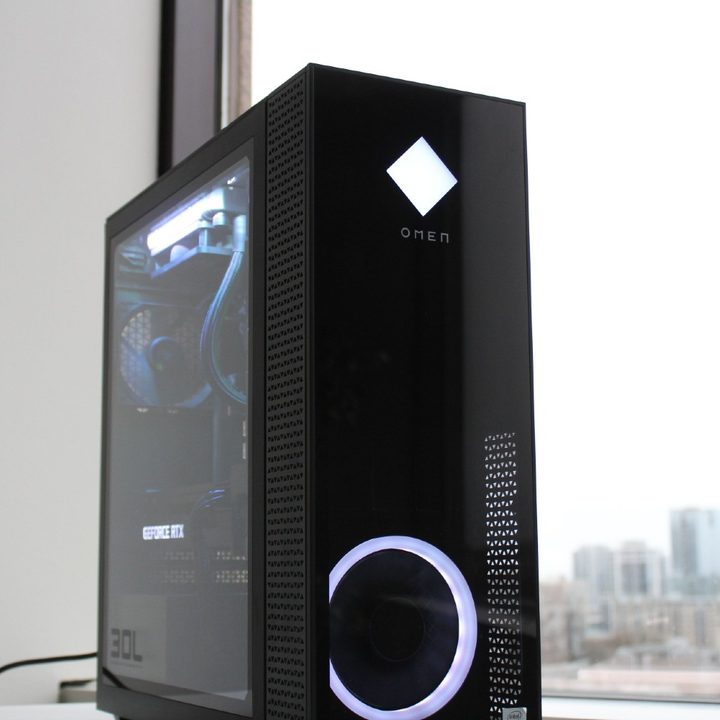 Omen 30L desktop PC in front of a window.