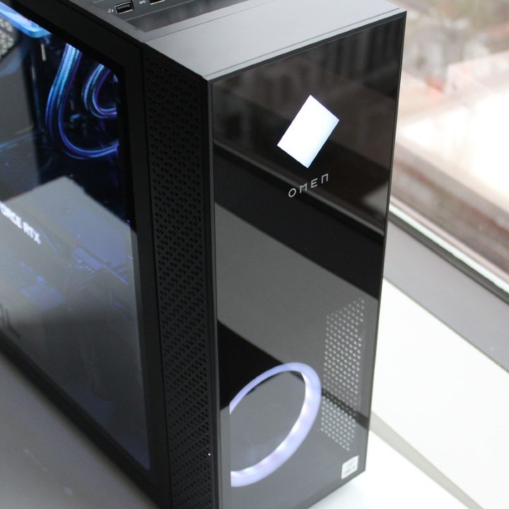 HP Omen 30L standing by a window.