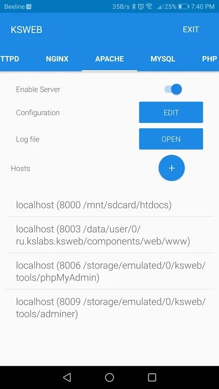 KSWEB enable server