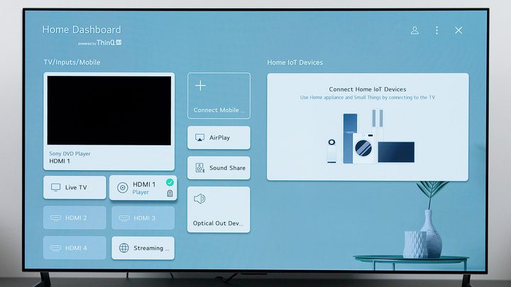 LG G1 Gallery Series OLED TV Home Dashboard