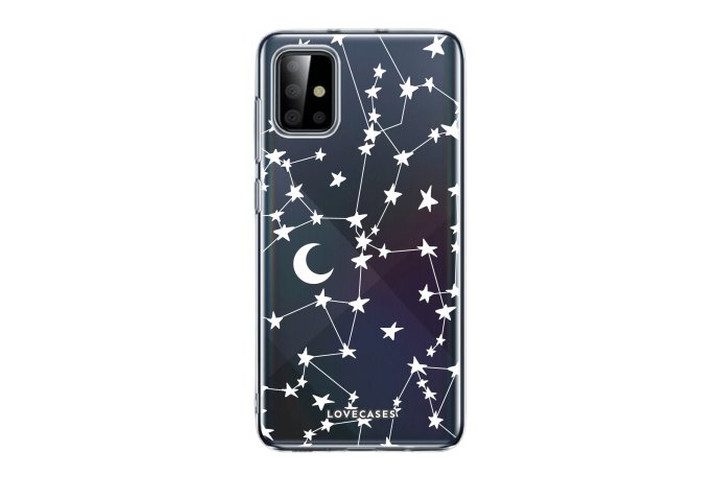 Lovecases white stars and moons clear case Samsung Galaxy A72