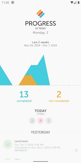 Memorigi app showing progress.