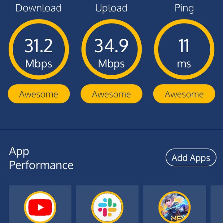 Meteor 5g testing app speed test shot.