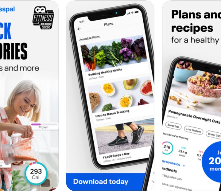 Screenshots showing how to use the MyFitnessPal app.