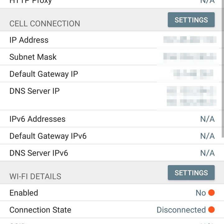 Network Analyzer app information screen.
