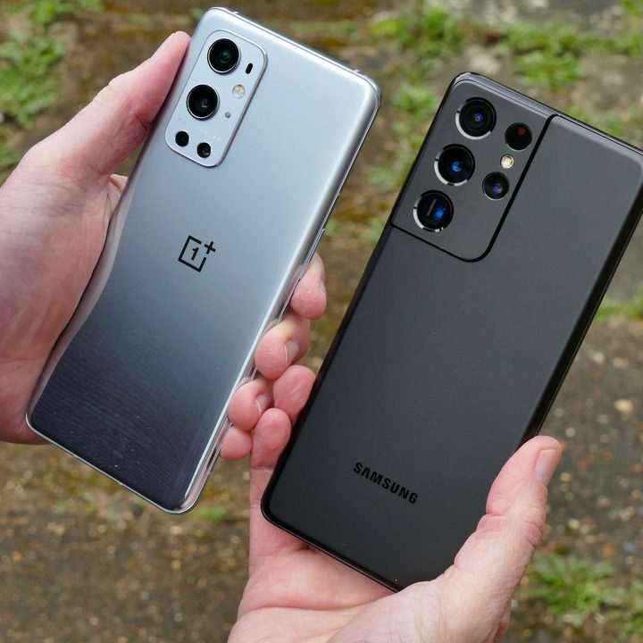 Two of the best 5G phones, the OnePlus 9 Pro and the Samsung Galaxy S21 Ultra.