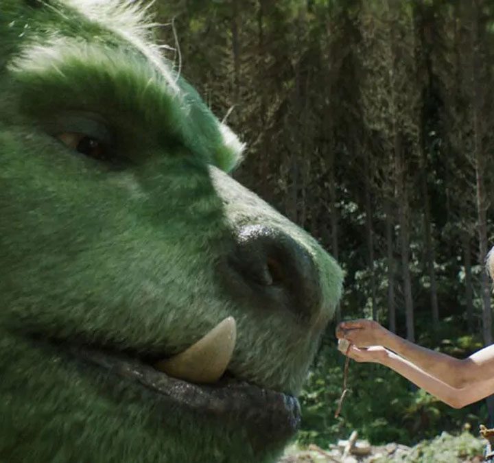 Pete and Elliot the Dragon in Pete's Dragon.