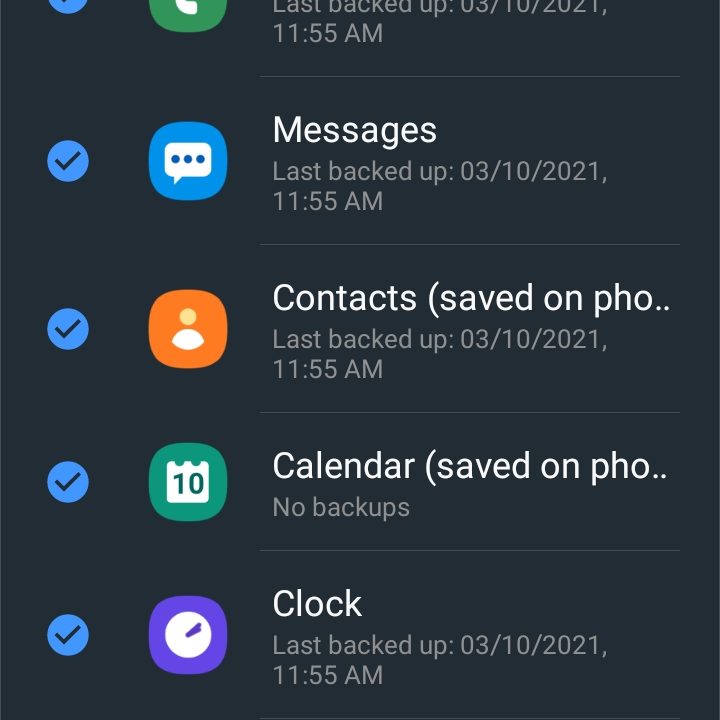 Samsung Back Up Data Button