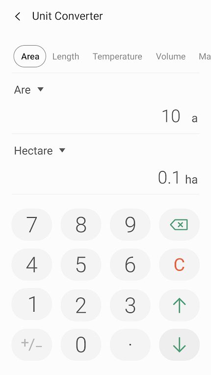 Samsung Calculator unit converter