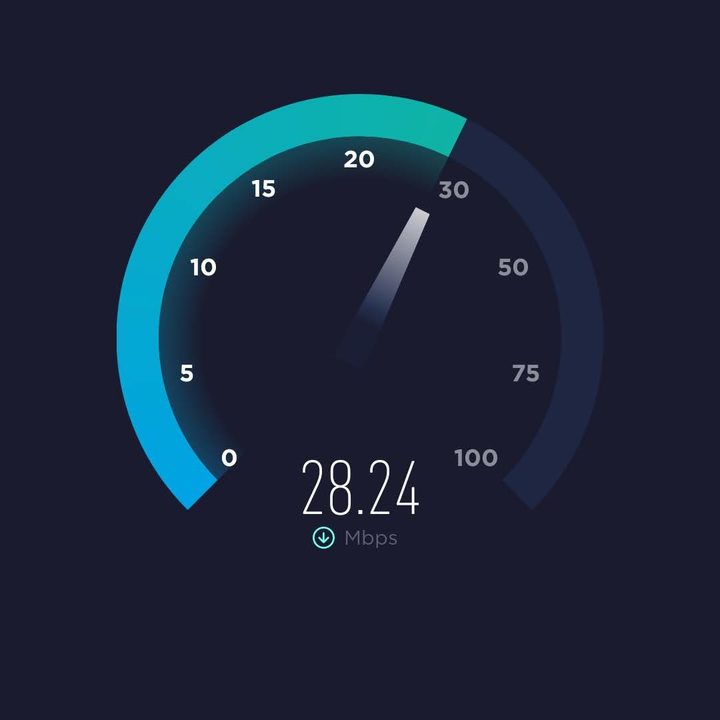 Ookla speedtest app showing connection speed.