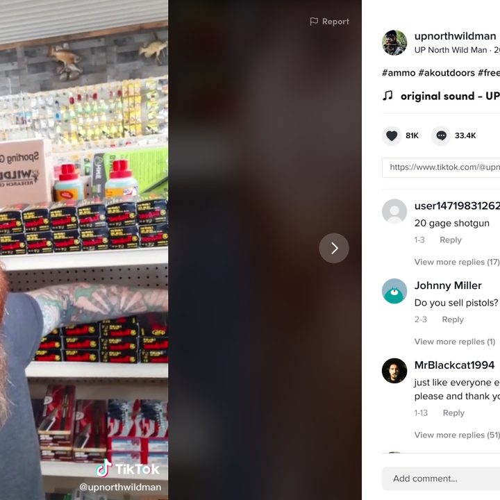 TikTok gun seller comments