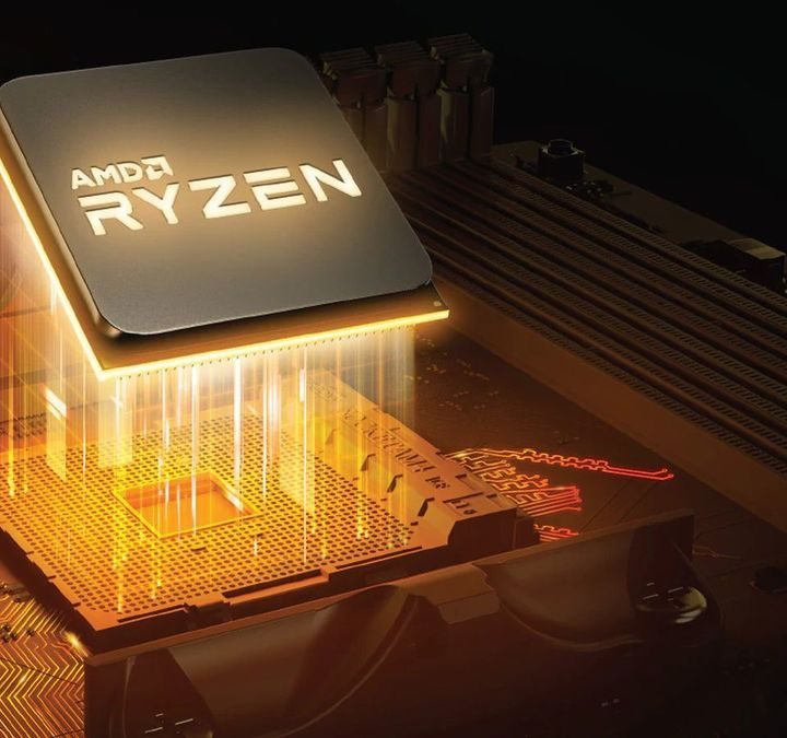 AMD Ryzen processor going into a socket.