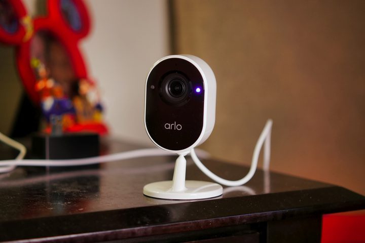 Arlo Essential Indoor Security Camera on table