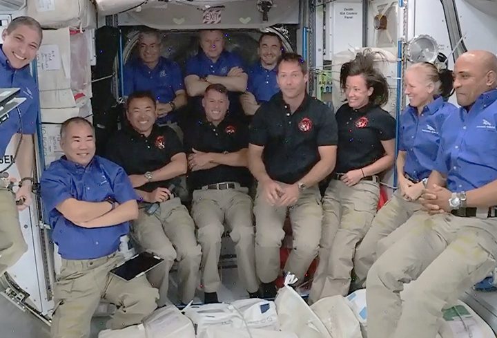 The four new SpaceX Crew-2 astronauts joined the Expedition 65 crew today bringing the station population to 11.