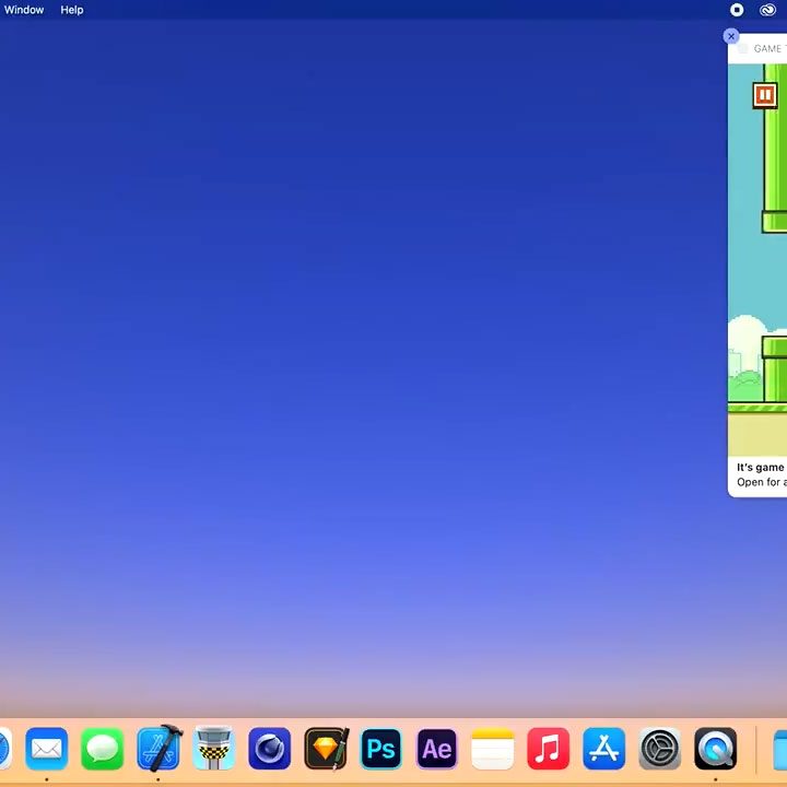 Flappy Bird inside a MacOS notification