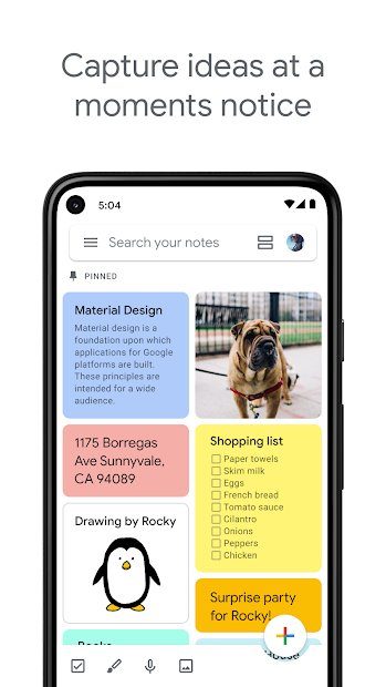 Google Keep notetaker.