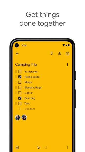 Google Keep list.