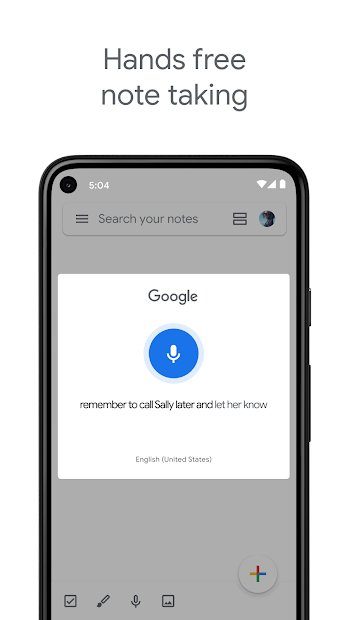 Google Keep voice command.
